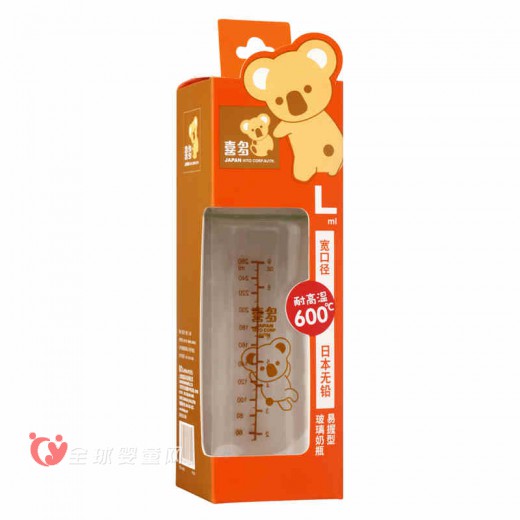 喜多宽口径易握型玻璃奶瓶 采用无铅印刷耐高温