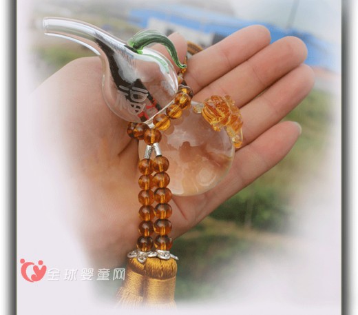 晶之语福禄招财貔貅胎毛车挂 可以看到的纪念