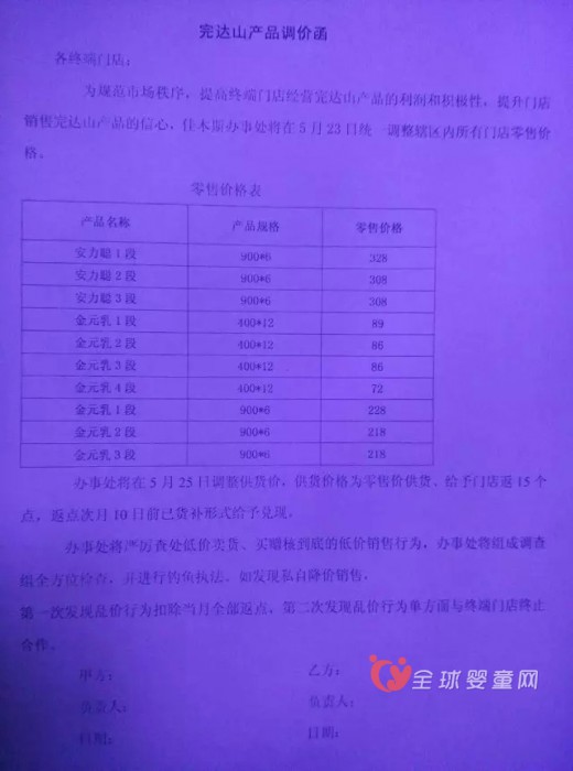 完达山限制奶粉销售最低价 同行乳企均不认可