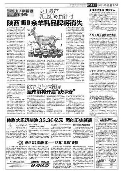 乳业新政带来了哪些影响：陕西150余羊乳品牌将消失