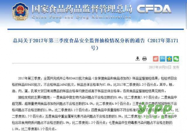 总局第三季度食品抽检报告 乳制品合格率高达99.6%  奶粉抽检合格率为100%