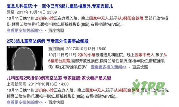 1岁男童摔下床致开颅手术 有调查显示跌落是造成儿童意外伤害的首要原因之一