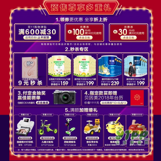 贝因美加码双十一狂欢购物节   记得今晚来抢券哦