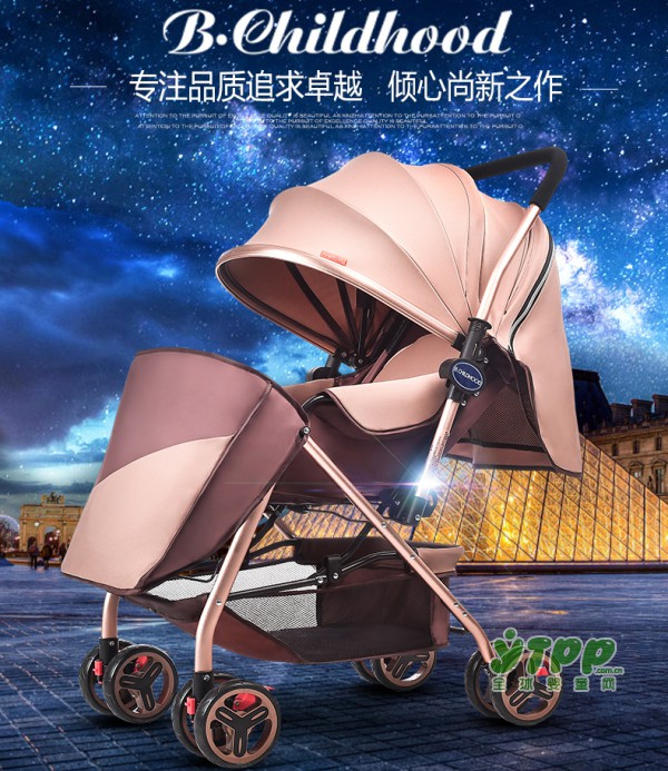 蓝色童年高景观婴儿推车 超轻便推车出门更方便