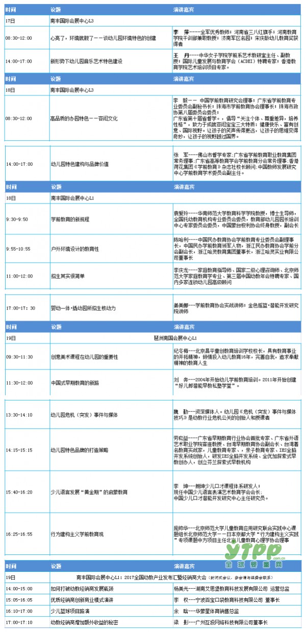 中国学前教育峰会暨学前教育资源博览会--2017幼儿园特色与品牌建设论坛