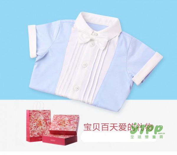 帅气衬衫式连体衣 清新拼色设计打造绅士优雅造型