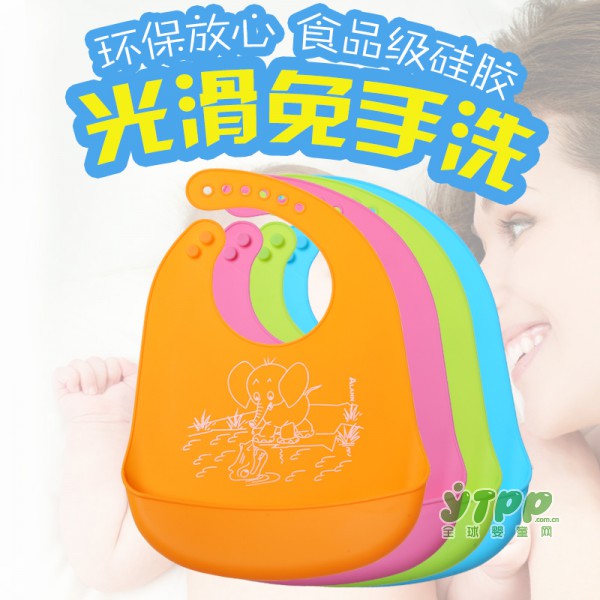 明星宝宝同款围兜 3D硅胶饭兜 儿童立体防水围兜