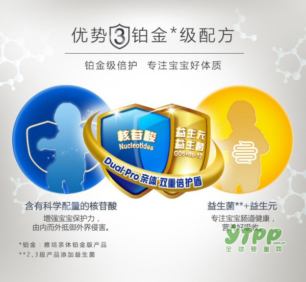 雅培亲体铂金版婴儿配方奶粉  DUAL-PRO亲体双重护盾  专注宝宝好体质