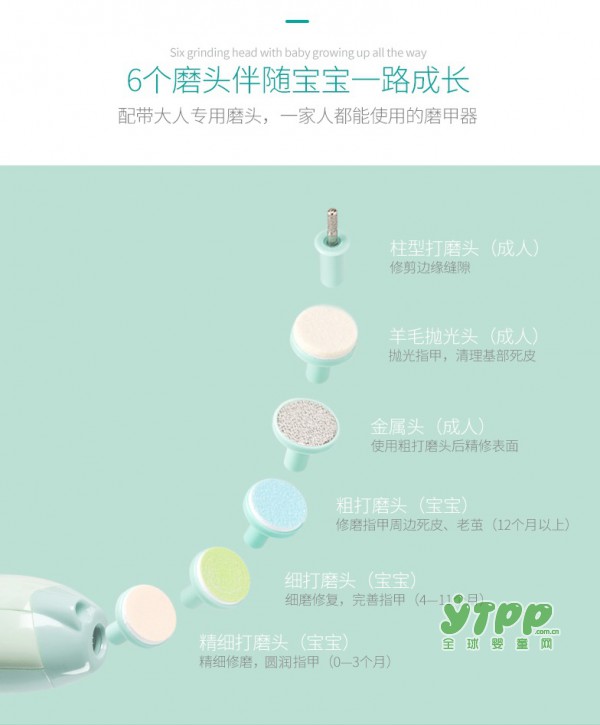 KUB可优比婴儿电动磨甲器  6个磨头伴随宝宝一路成长