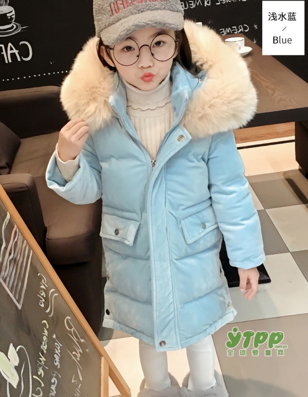 快活熊大毛领丝绒宽松加厚棉服  打造宝贝俏皮的小V脸