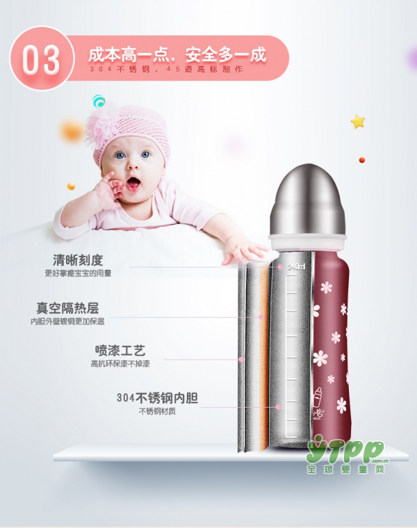 三个奶爸不锈钢保温奶瓶 宝宝的全龄段哺育专家