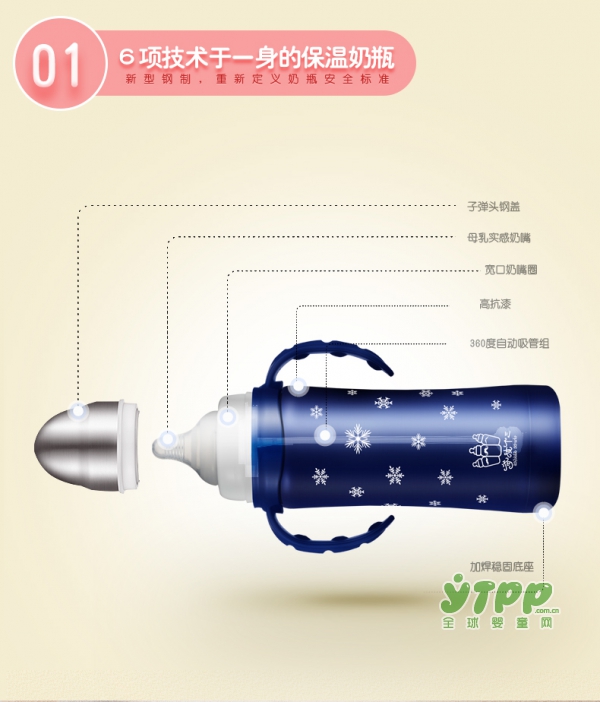 三个奶爸不锈钢保温奶瓶 宝宝的全龄段哺育专家