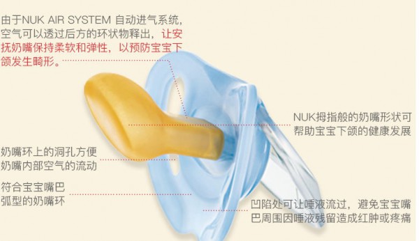 德国进口NUK新生婴儿安抚奶嘴 宝宝硅胶软乳胶拇指型安抚奶嘴