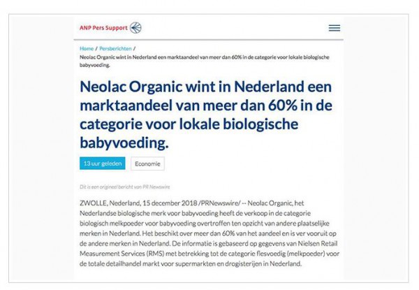 洞察行业趋势  Neolac悠蓝有机奶粉品牌占市场份额超60%