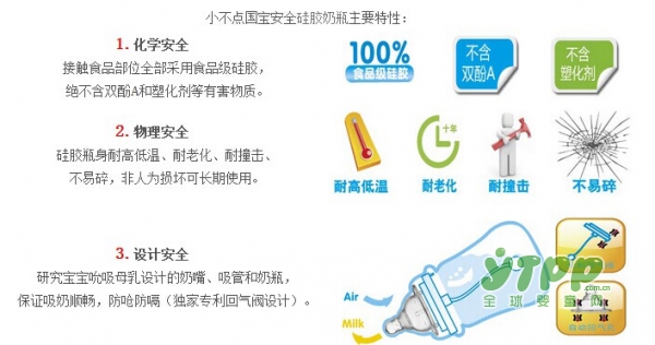 小不点安全硅胶奶瓶是奶瓶界的创领者 将安全高标准进行到底