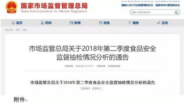 2018年第二季度食品安全监督抽检   乳制品合格率为99.8%
