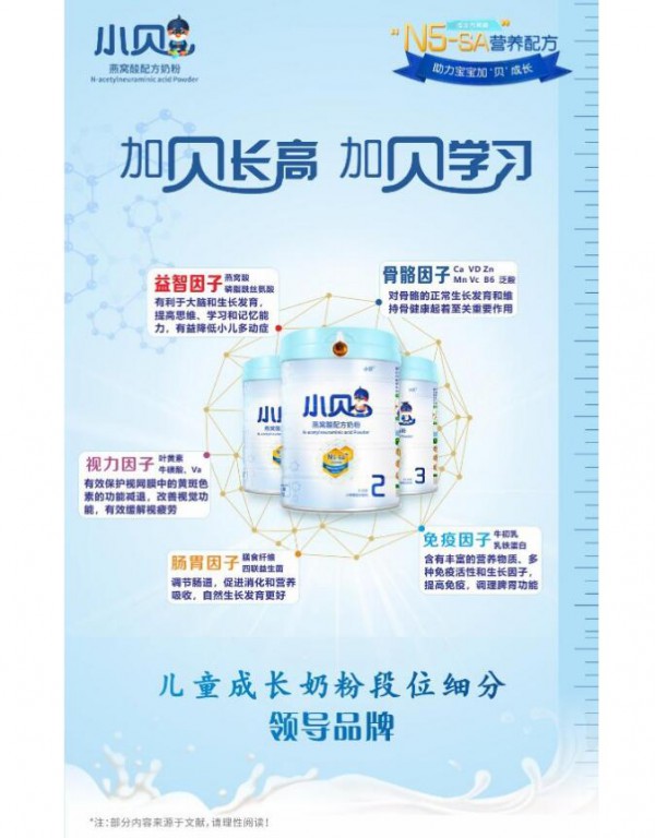 首款燕窝酸儿童奶粉上市，小贝发力儿童奶粉细分市场