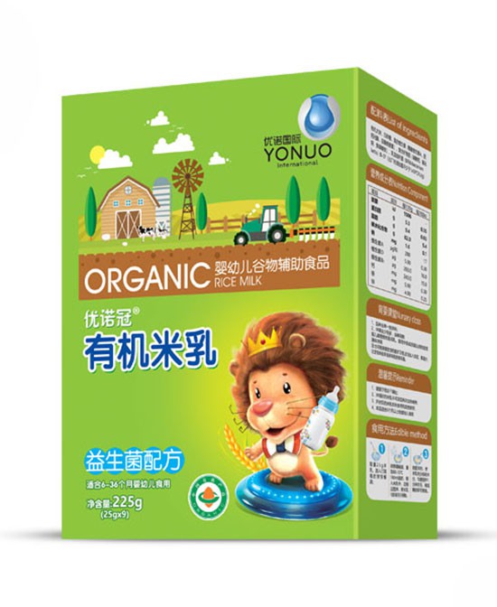 宝宝几个月添加辅食 优诺冠益生菌有机米乳顺滑细腻 宝宝更爱喝