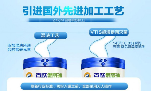 百跃爱丽瑞较大婴儿配方羊乳粉  CCTV合作品牌·三十年品牌见证