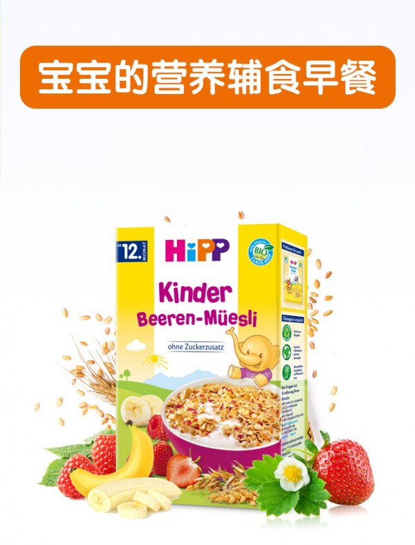 Hipp喜宝婴儿有机水果麦片  宝宝的营养辅食早餐之选