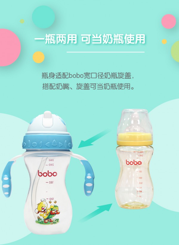 什么是饮水杯  bobo乐儿宝防漏学饮吸管杯一杯两用助力宝宝轻松学饮