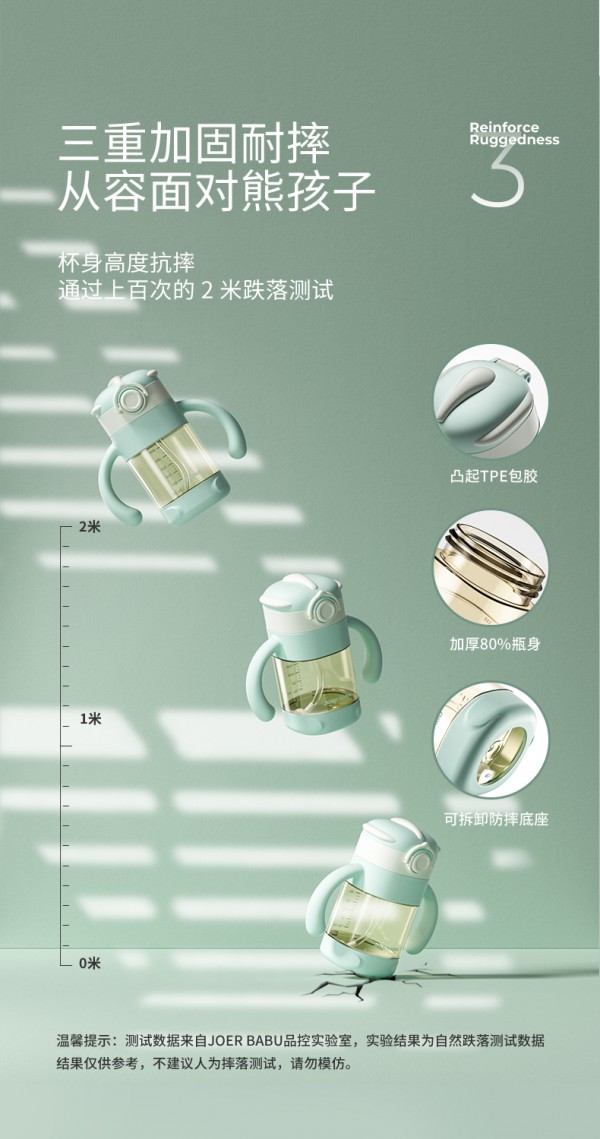 小袋鼠巴布PPSU学饮吸管杯 一杯三用·轻松过渡 让宝宝爱上喝水