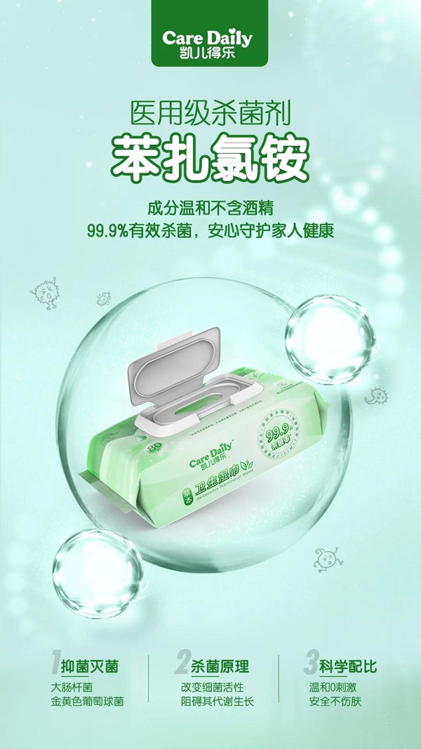 凯儿得乐草本卫生湿巾呵护上市！99.9%一抹杀菌！