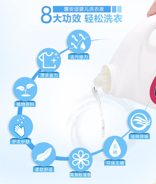 露安适婴儿衣物纤维爽身洗衣液   8大功效呵护宝宝的薄嫩皮肤