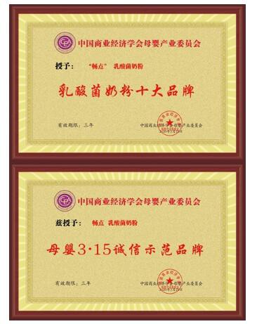 畅点乳酸菌配方奶粉荣获“中国品牌日母婴产业推荐品牌”荣誉
