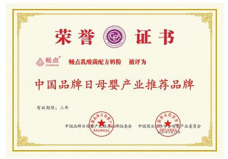 畅点乳酸菌配方奶粉荣获“中国品牌日母婴产业推荐品牌”荣誉