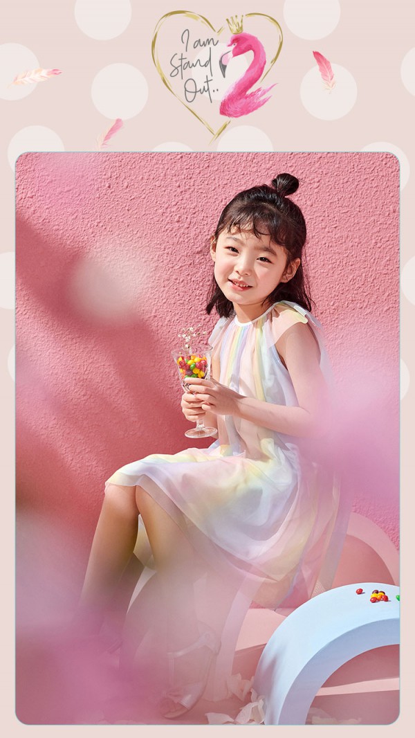 minipeace童装——无袖梦幻网纱公主连衣裙  彩色梦幻小仙女值得拥有