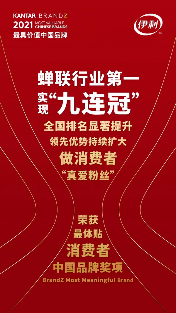 稳居乳业榜首！伊利斩获BrandZ百强榜“九连冠”
