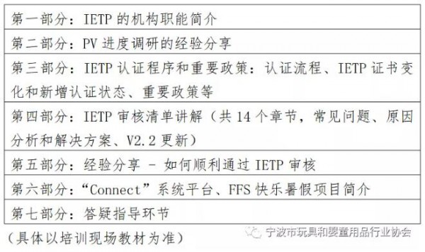 【通知】关于开展2021年玩具业责任规范（IETP）工厂管理体系培训的通知