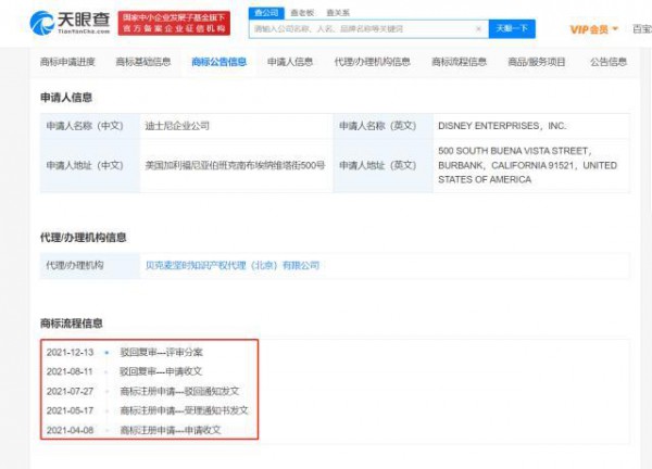 迪士尼申请玲娜贝儿英文商标被驳回