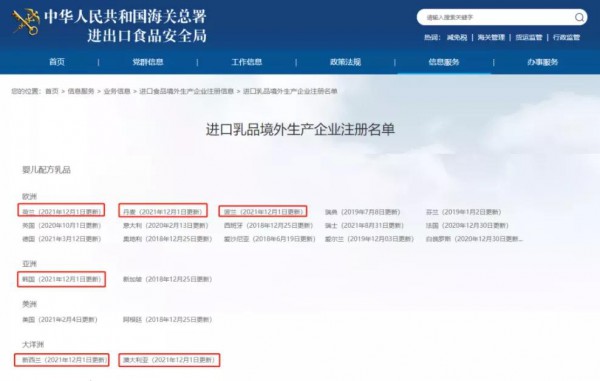关于明确进口乳品检验检疫有关要求的公告  2022年1月1日将正式执行