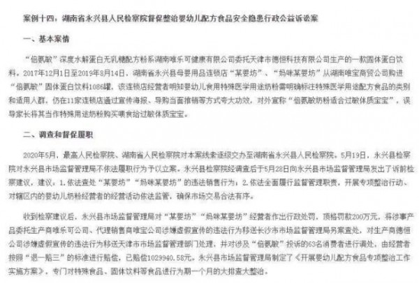 国家市场监督管理总局联合发布落实食品药品安全 “湖南大头娃娃”假特医奶粉案上榜食药典型案例