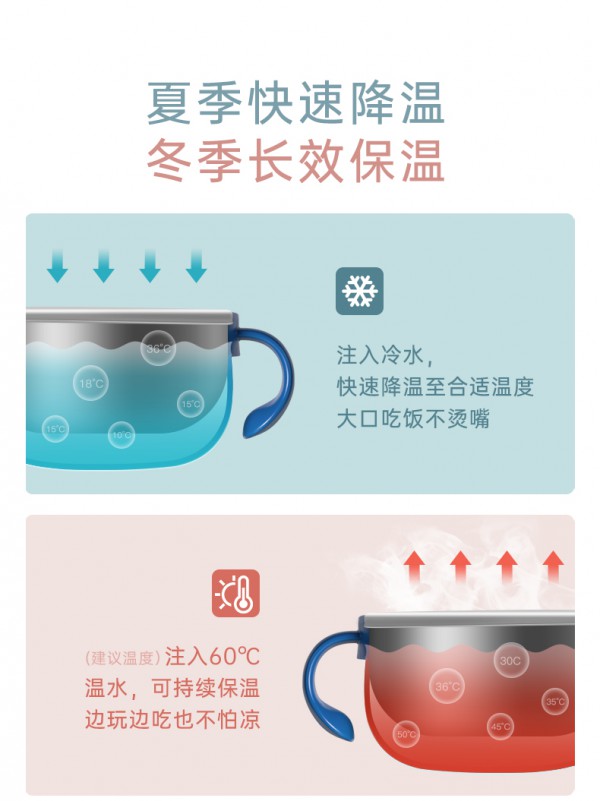 贝恩施宝宝注水保温碗 注水控温护肠胃 宝宝享受暖暖好“食”光
