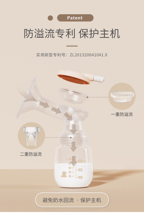 小白熊电动吸奶器 双频科技无痛吸乳 背奶更安心