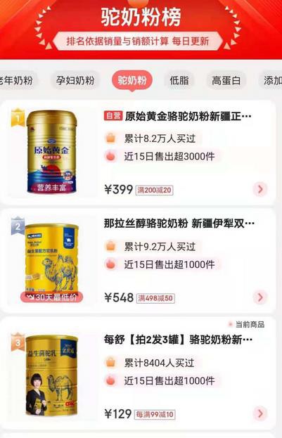惊人！榜单前三的“驼奶粉”配料表首位竟是燕麦？专家：驼乳固体含量不应低于70%