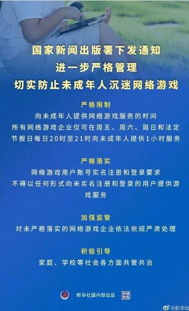 国家正面出手！禁止未成年人周一至周四玩网游，多家游戏公司火速回应积极落实