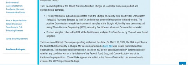 FDA更新雅培“细菌门”事件调查结果：工厂环境样本检测发现5种克罗诺杆菌