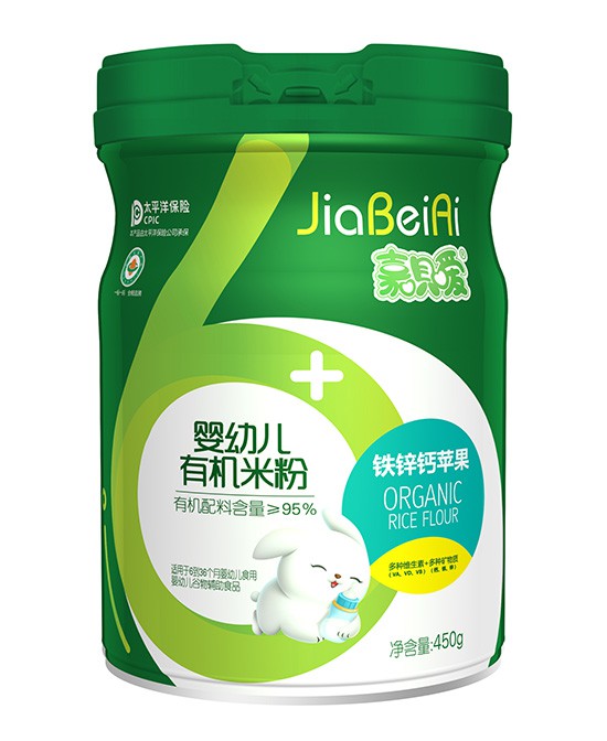 嘉呗嗳铁锌钙苹果婴幼儿有机米粉，营养丰富，真的很好吃！