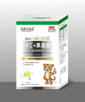 艾瑞可益蓓VC+果蔬铁凝胶糖果，能够有效增强宝宝免疫力，缓解宝宝贫血等问题！