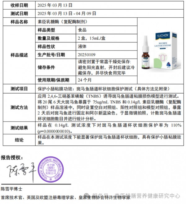 素臣乳糖酶与400益生菌：启动保护小肠黏膜功能功效的生物临床研究测试