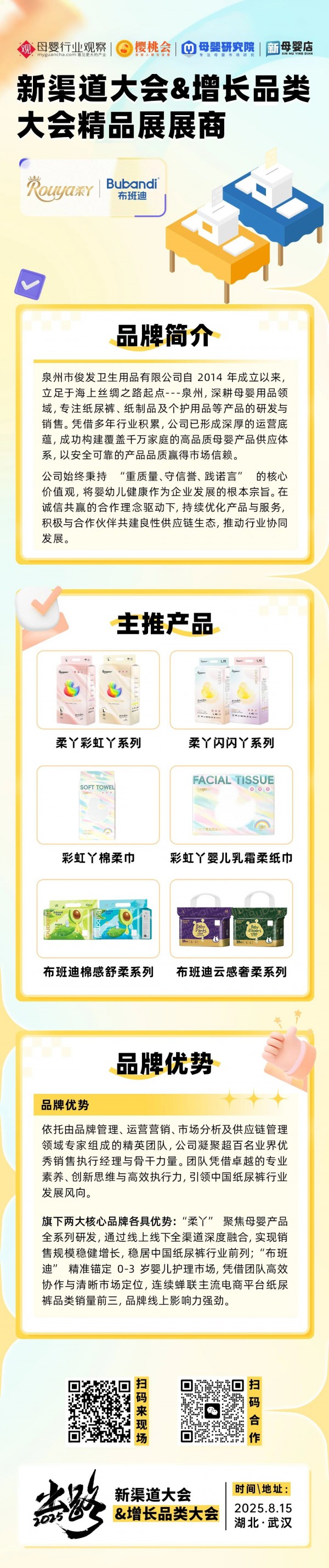 母婴用品品牌「柔丫&布班迪」确认参加2025新渠道大会&增长品类大会精品展
