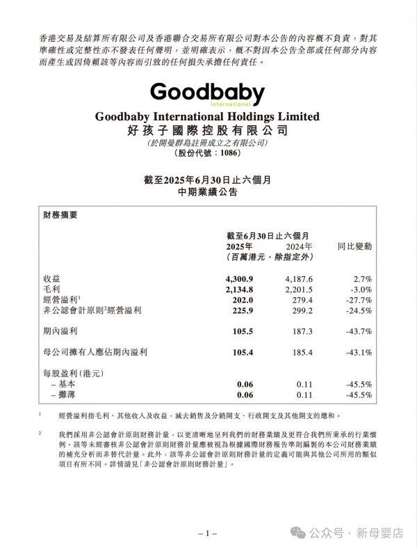 好孩子国际2025上半年成绩单出炉