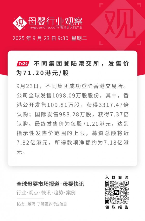 BeBeBus母公司不同集团港股上市，开盘价100.40港元/股