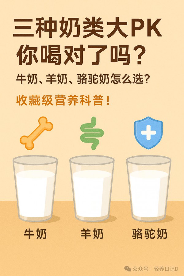 三种奶类全解析：牛奶、羊奶、骆驼奶，哪种更适合你？