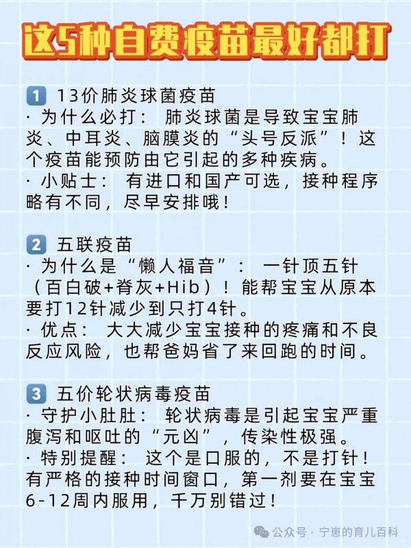 这5个自费疫苗最好都打！