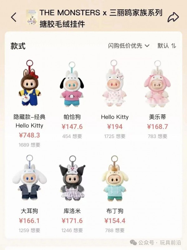 泡泡玛特LABUBU联名三丽鸥盲盒开售即秒罄！